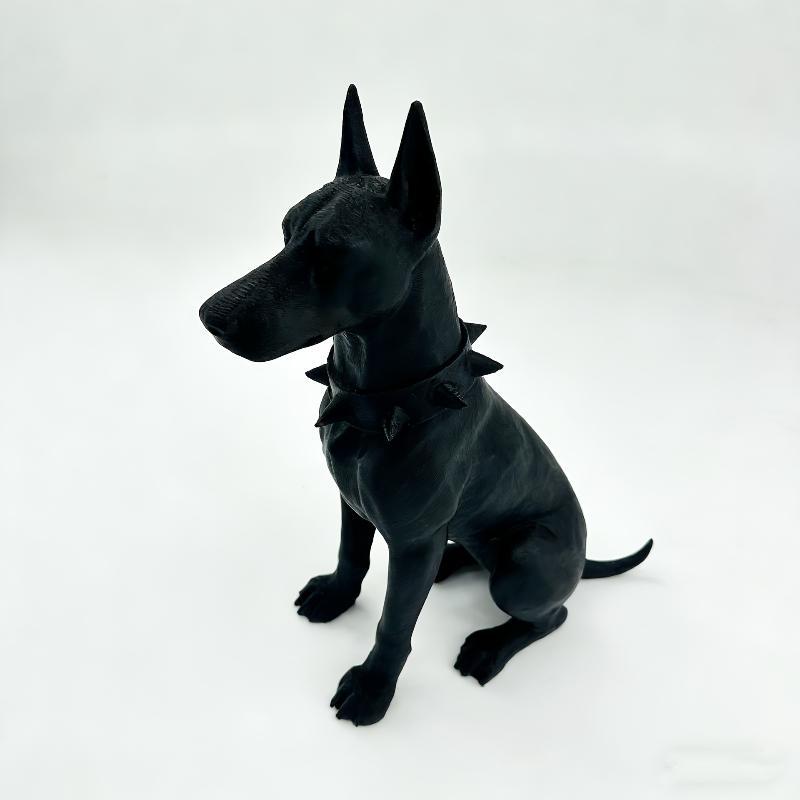 Lifelike Sitting Doberman Pinscher Figurine Exquisite Cool Dog Statue for Car Dashboard Desk Bookshelf Home Decor Holiday Gift