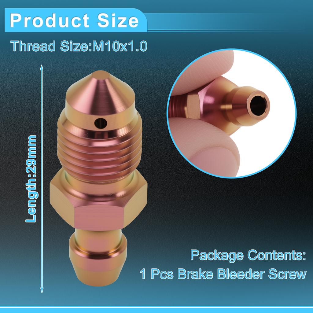 UXCELL 1 Pcs Gold Tone Brake Bleeder Screws M10x1.0-29 mm Titanium Alloy Titanium Brake Bleeder Screws for Enhanced Brake System