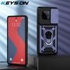KEYSION Shockproof Case for IQOO Z10 Turbo Pro 5G Slide Camera Lens Protection Ring Stand Phone Back Cover for IQOO Z10 Turbo 5G