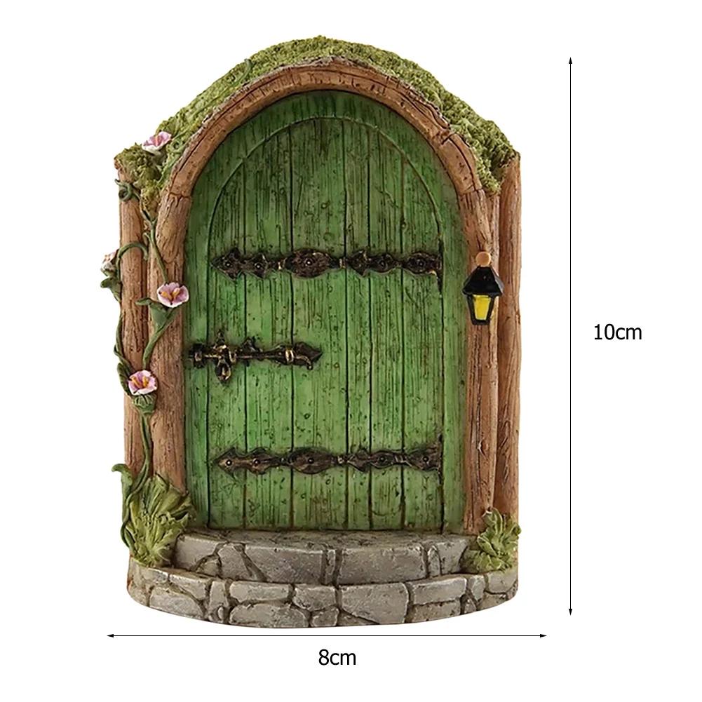 Miniature Fairy Door Figurine Elf Home Ornament For Yard Art Garden Tree Sculpture Statue Wooden Dollhouse Outdoor Garden Decor