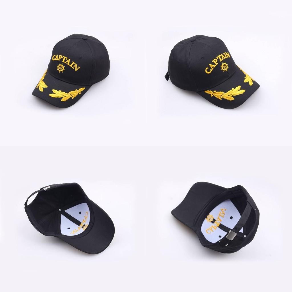 Embroidery Letter Captain Black Sailor Hat Yacht Party Nautical Ship Captain Cap