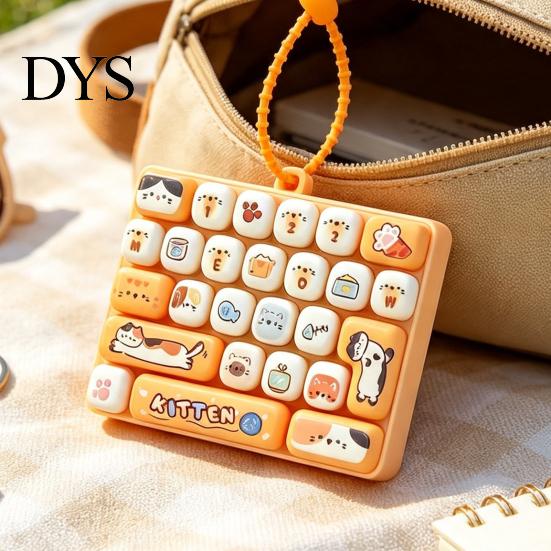 Portable Keyboard Key Pendant Mechanical Fidget Keychain Toy, 26 Tactile Analog Keys Decompression Switch Feel Stress Relief for Backpacks And Wallets