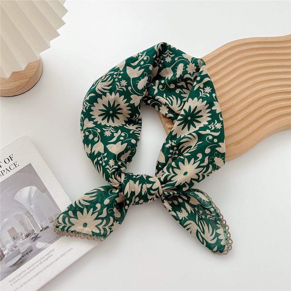 Floral Cotton Linen Print Scarves Scarf Hair Band Square Handkerchief  Scarf Accessories