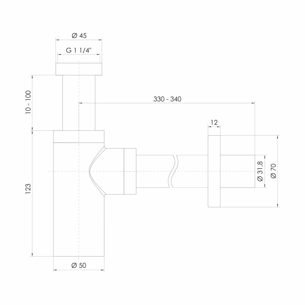 Flaschen-Siphon, Messing, Graphit, 5/4"