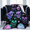 Psychedelic Neon Skull Blankets   Flannel Throw Blankets Summer Air Conditioning Printed Ultra-Soft Warm Bedsprea