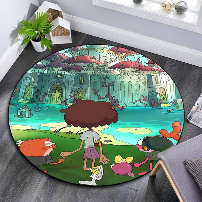 Amphibia pattern round rug,Carpet Rug for Living Room Bedroom Playroom ,Non-slip Floor Mat,Holiday Gifts and Birthday Gifts.