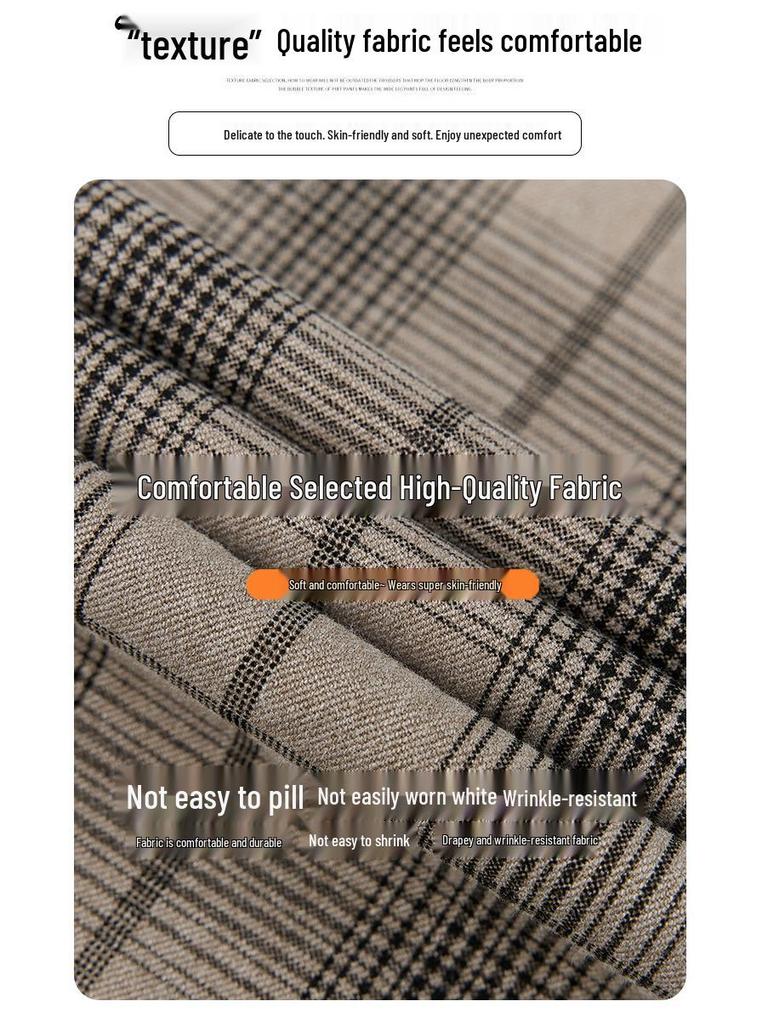Women's 2026 Spring Retro Plaid High-Waist A-Line Skirt with Elastic Waist and Wide Hem