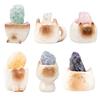 Mini Cat Ornament with Crystal Desktop Resin Cat Figurine Aroma Diffuser Stone Aromatherapy Fragrant Oil Diffuser for Home Office Meditation Room