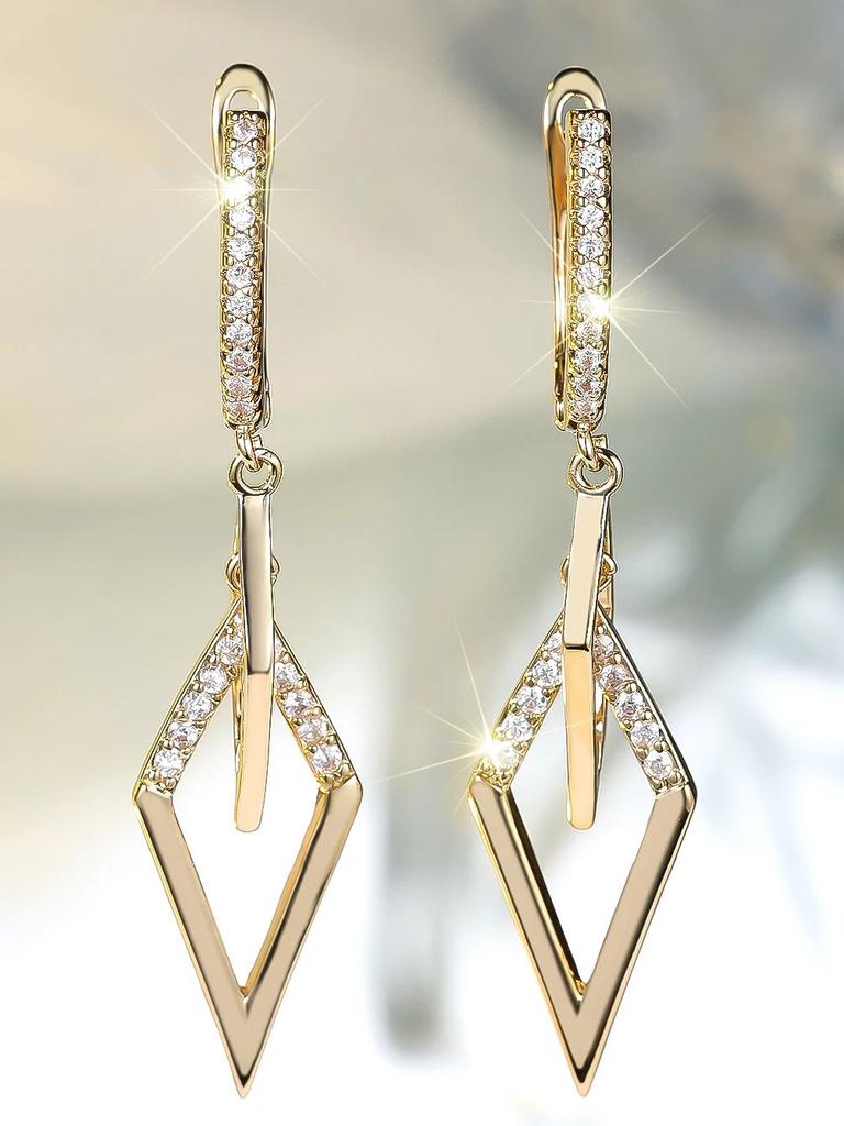 White Zircon Stone Hoop Earrings Luxury Female Gold Color Wedding Jewelry For Women