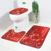 3 In 1 Christmas Ball Pattern Bathroom Mat Set Antiskid Washroom Carpet Mat Toilet Seat Lid Cover (Red)