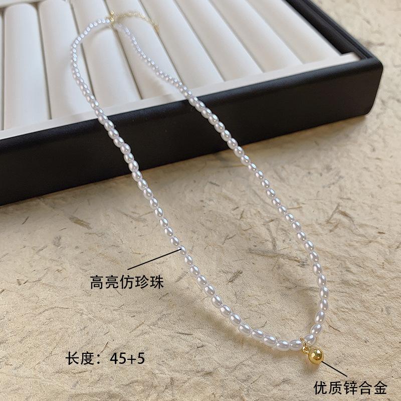 Light Luxury High-End Imitation Pearl Beaded Necklace Women'S Versatile Niche Design Collarbone Chain Summer Accessories