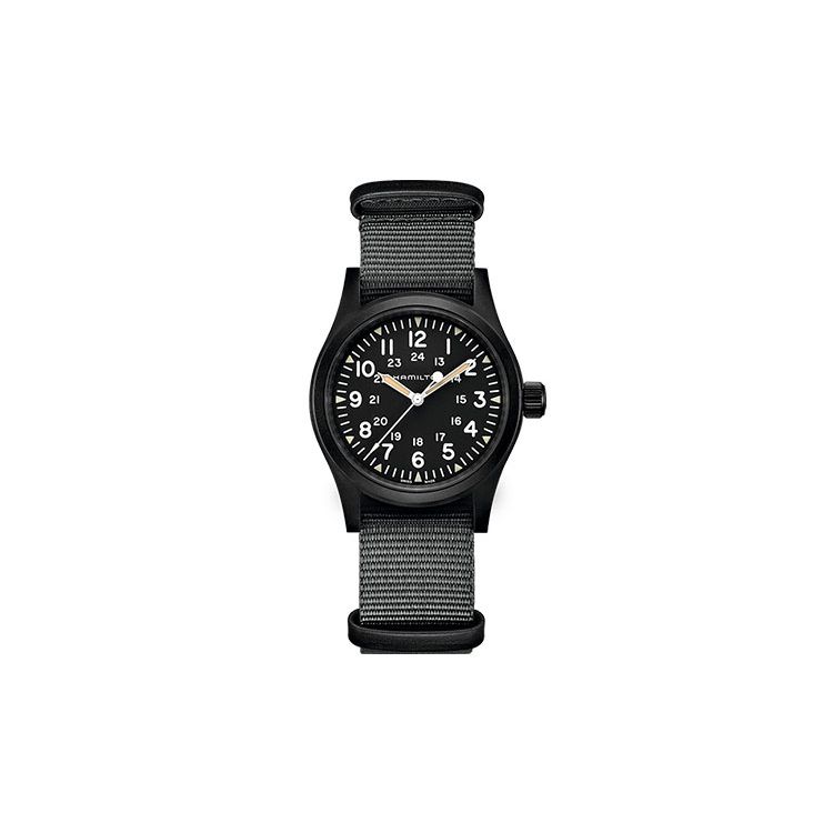 

Hamilton Khaki Field Series Mechanical Movement 50M Water Resistant Watch 38Mm Black Dial Stainless Steel Case NATO Strap Men watches H69409930 Gift Hamilton Card Holder