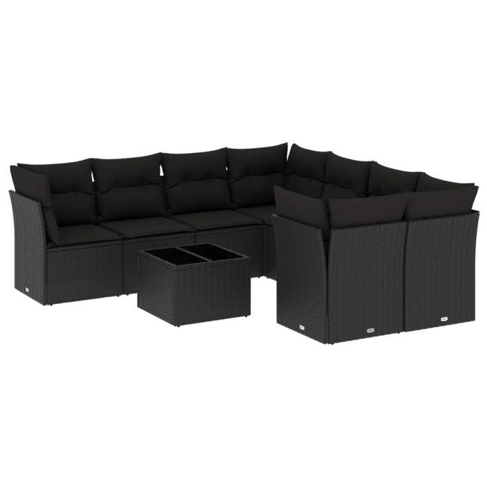 VidaXL Garden Lounge Set with Cushions 9 Pcs, Patio Sofas, Patio Furniture Set, Outdoor Furniture, Black 3249154