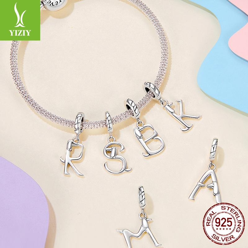 Personalized Fun Dachshund Letter Pendant Accessories S925 Sterling Silver Letter Diy Beads