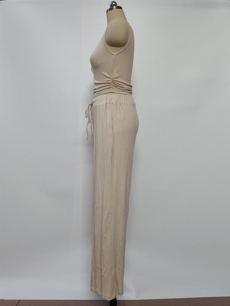 2026 Women's Knit Casual Two-Piece Set: Short Tank Top & Wide-Leg Sports Pants