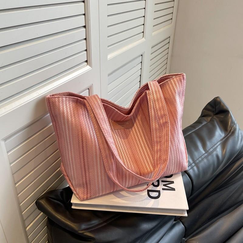 Stylish Canvas Tote Bag For Women With Trendy Stripes Perfect For Shopping And Daily Use