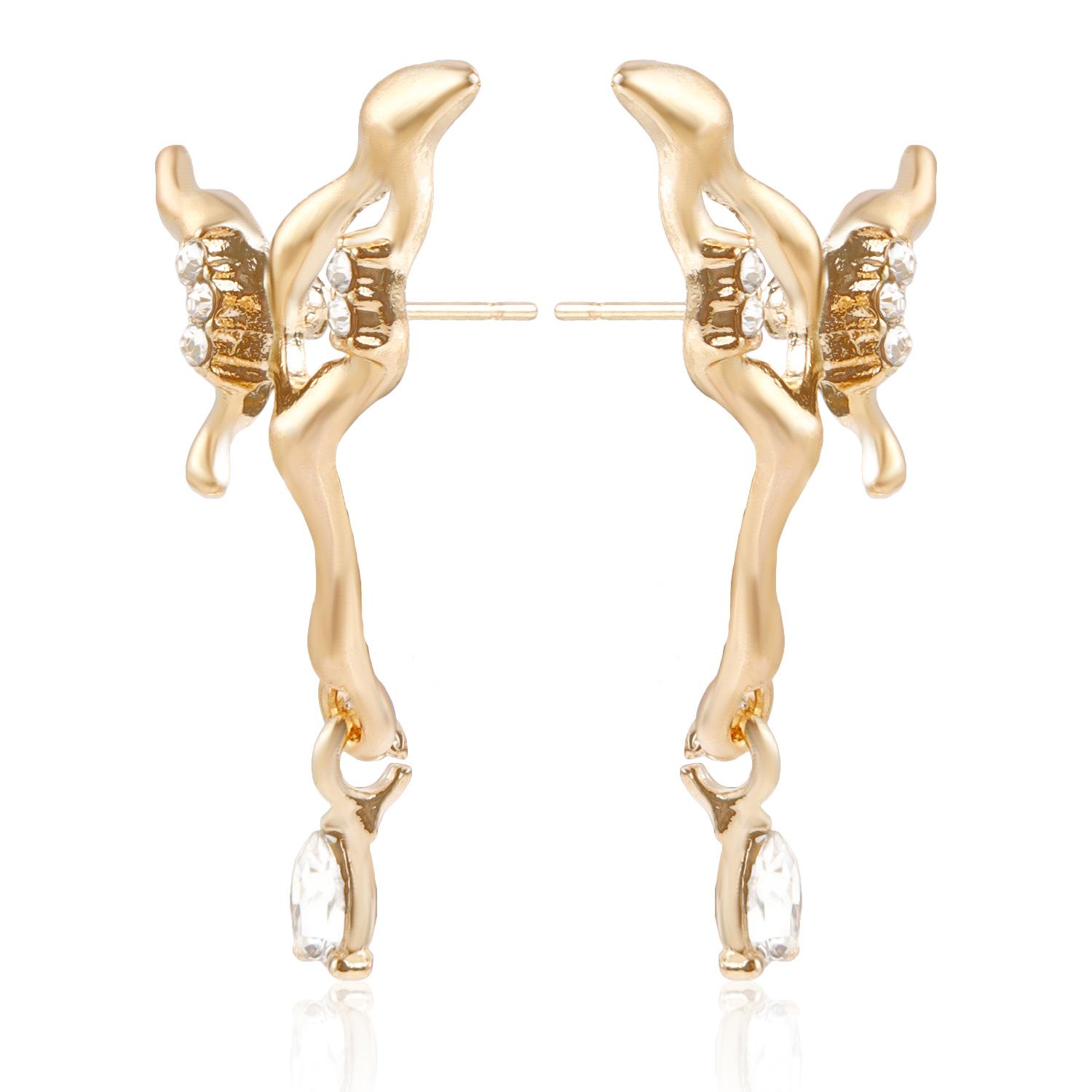 Hot-selling hollow metal butterfly earrings, light luxury earrings with a sense of design