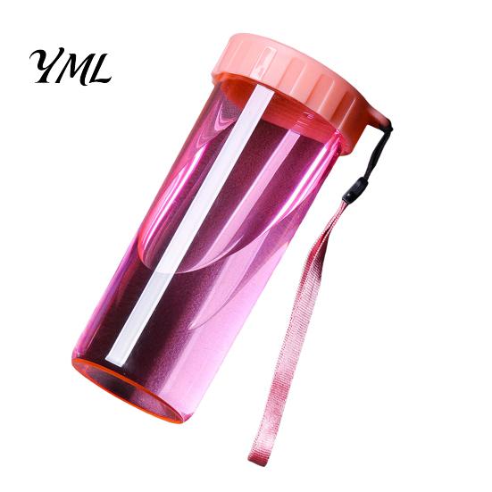 Cute Office Desktop Cup Transparent Water Cup, Portable Plastic Bottle, with Strap Reusable Handle, Clear Heat-resistant Drinkware, for School