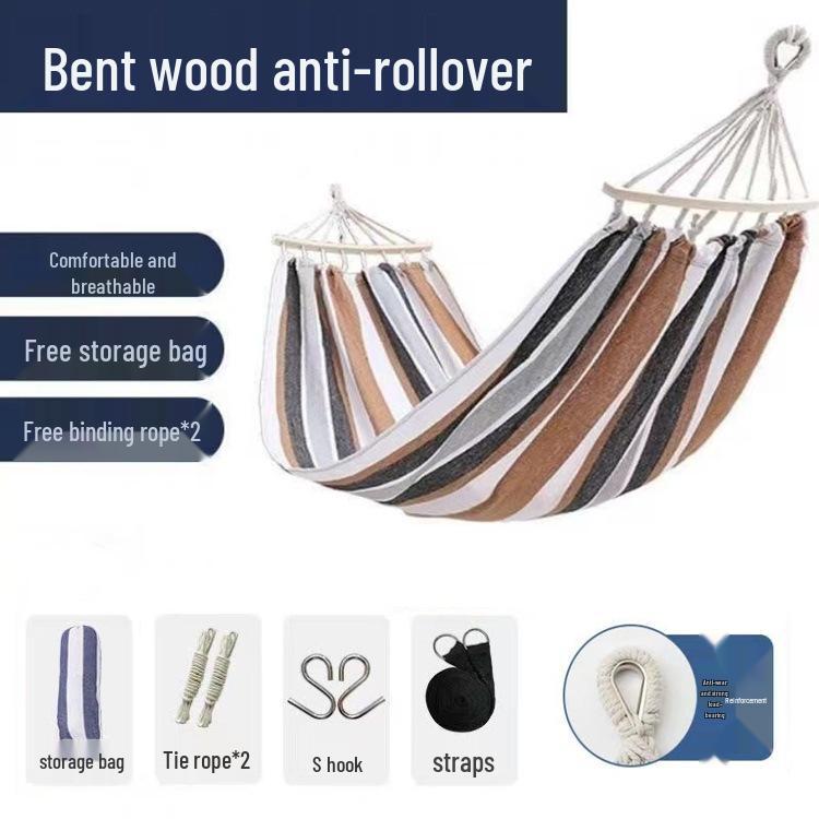 Thickened White Double Hammock for Indoor/Outdoor Use: Anti-Rollover Design for Adults & Kids