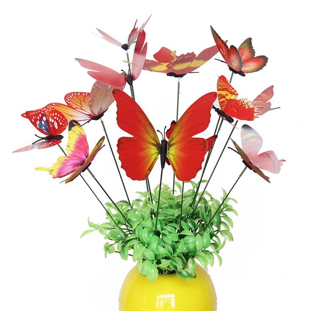 

12Pcs/Set Colorful Butterfly Stakes Outdoor Yard Garden Flower Pot Decoration Craft Butterfly Stakes Decor Butterfly Stakes красный