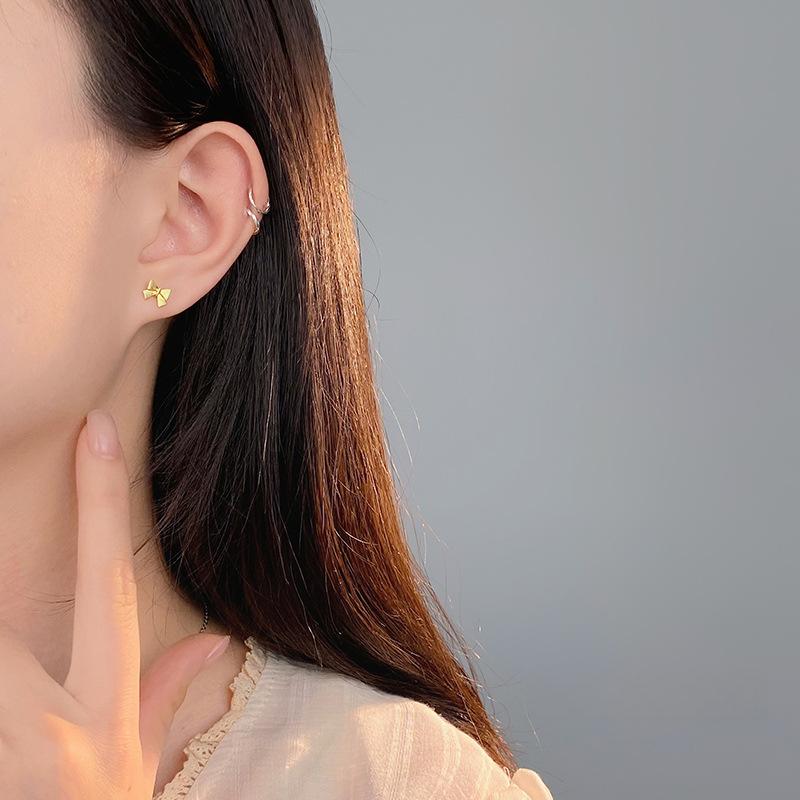 Cute Bow Stud Earrings for Women Sweet Girl Heart Student Party Prevention Earrings