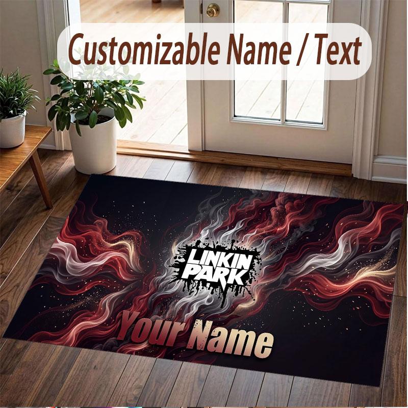 Custom Rug Linkin Park Pattern Print Name Text Soft Non‑Slip Floor Carpet for Home Indoor Decoration