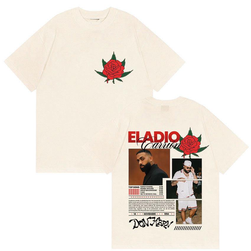 Famous Rapper Eladio Carrion Album Global Tour Mercah TShirt Men Women Loose Casual Cotton Tee Streetwear Hip Hop Oversized Top