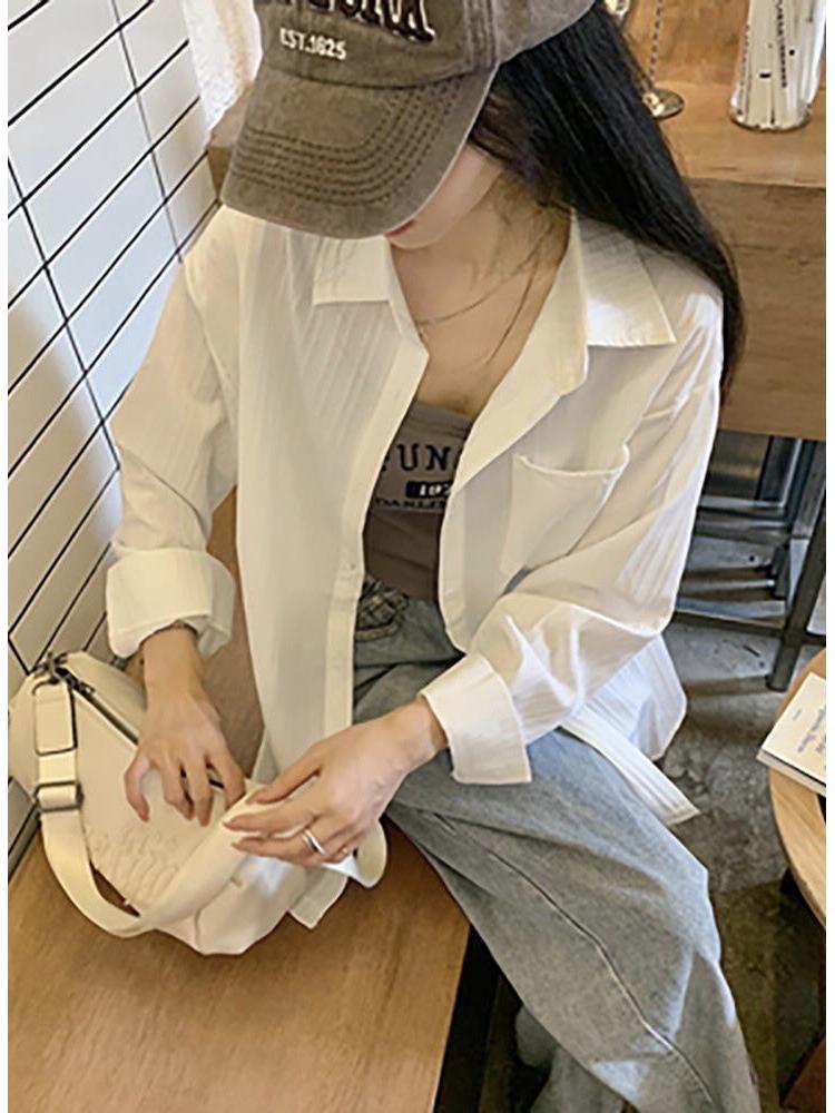 Women's Hong Kong Retro Plaid Loose Long-Sleeve Shirt for Spring/Autumn