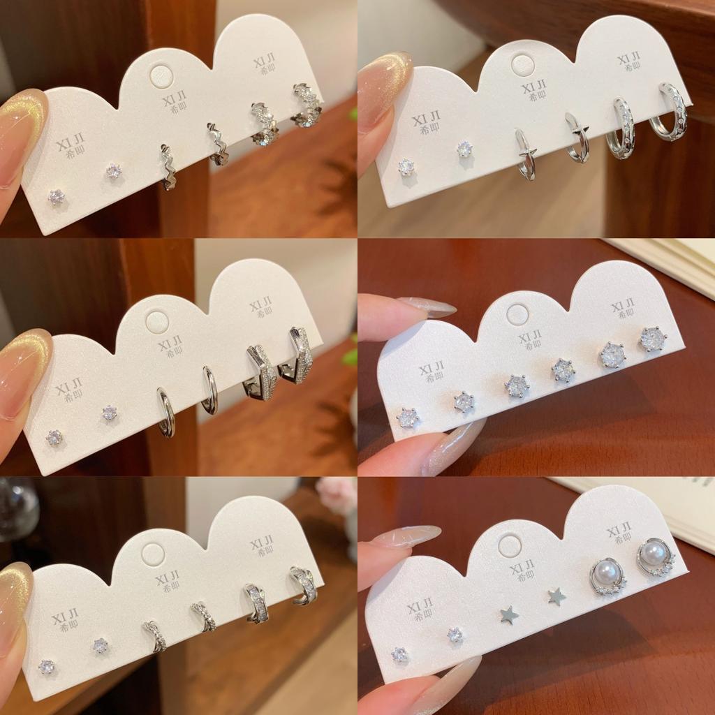 6Pcs/Set Metal Circle Drop Small Earrings For Women Trend Pendant Piercing Earrings Daily Light Luxury Jewelry Gifts