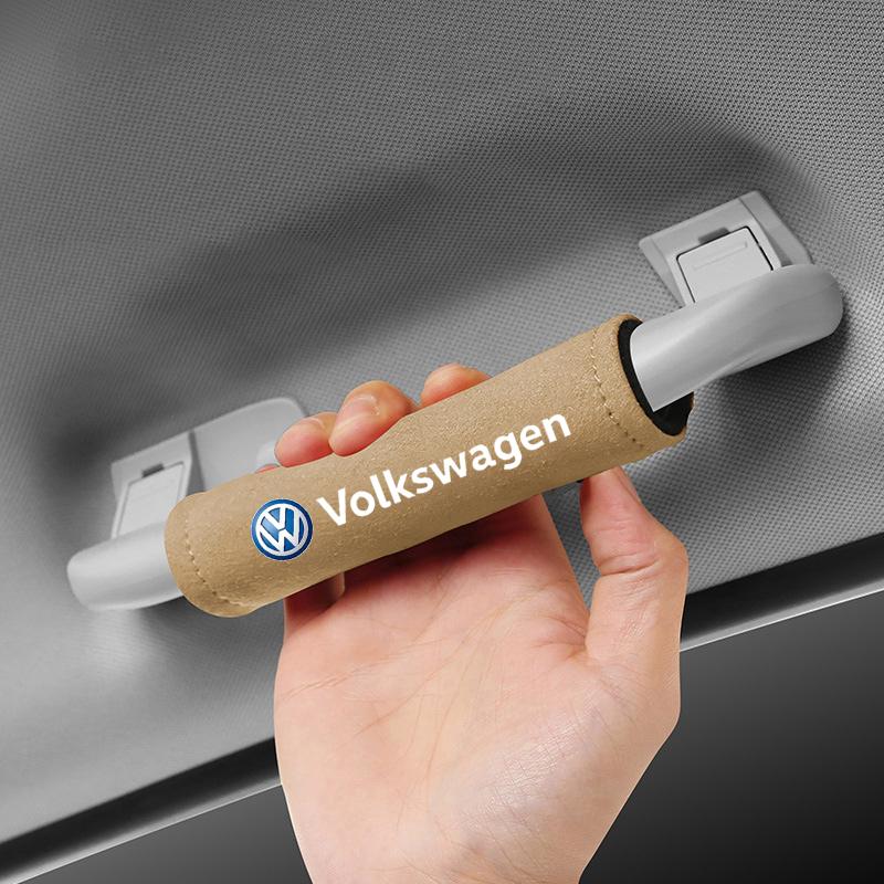abcd1 1PCS Leather Car Handle Protector Cover Roof Pull Gloves For VW GTE GTI Golf mk5 Passat Scirocco Polo Jetta Interior Accessories