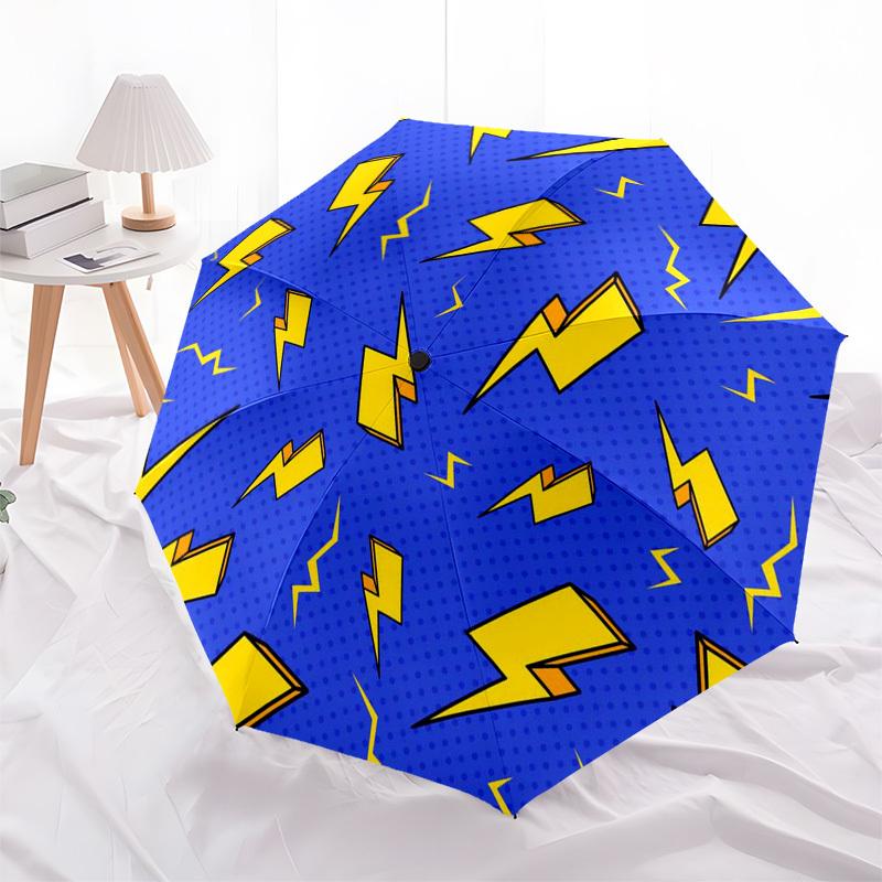 1pc Lightning bolts pattern Umbrella with Plastic Handle,Suitable for All Seasons Umbrellaptys26059