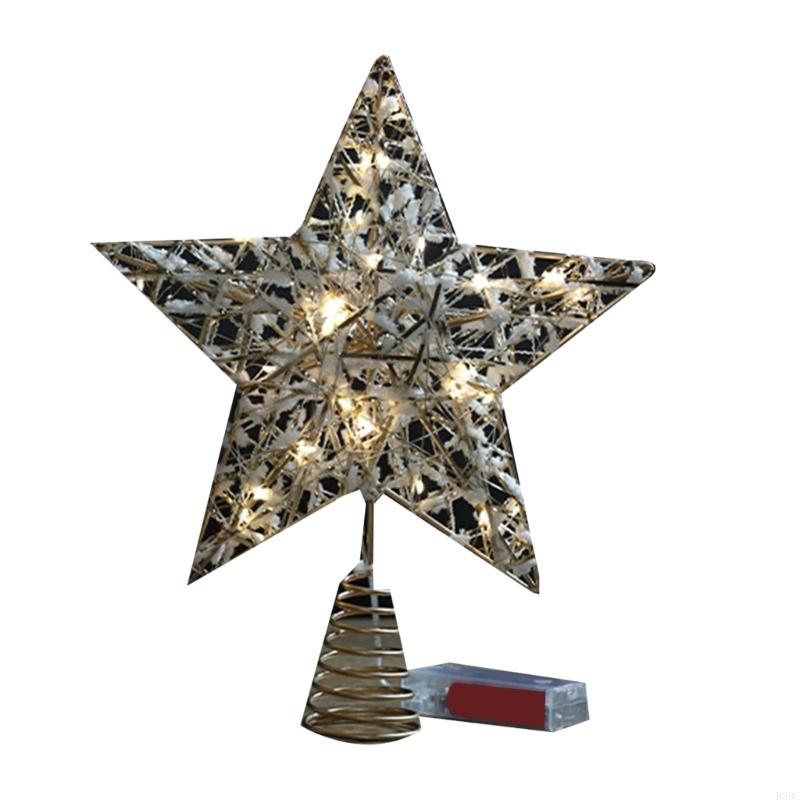 Classical Iron Star Tree Toppers With Plush Champagne Holiday Decoration