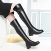 Fashion Winter Thigh High Boots Women Genuine Leather Natural Wool Women Long Boots High Heels Large Size Women Over Knee High Boots