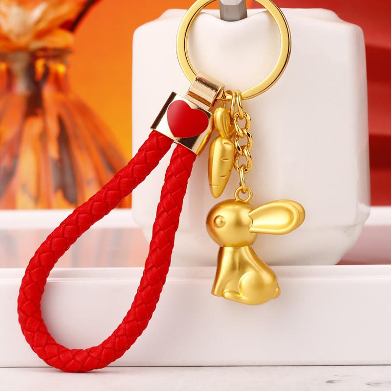 Exquisite High-end Alloy Rabbit Car Keychain For Women Cute Creative Bag Accessory