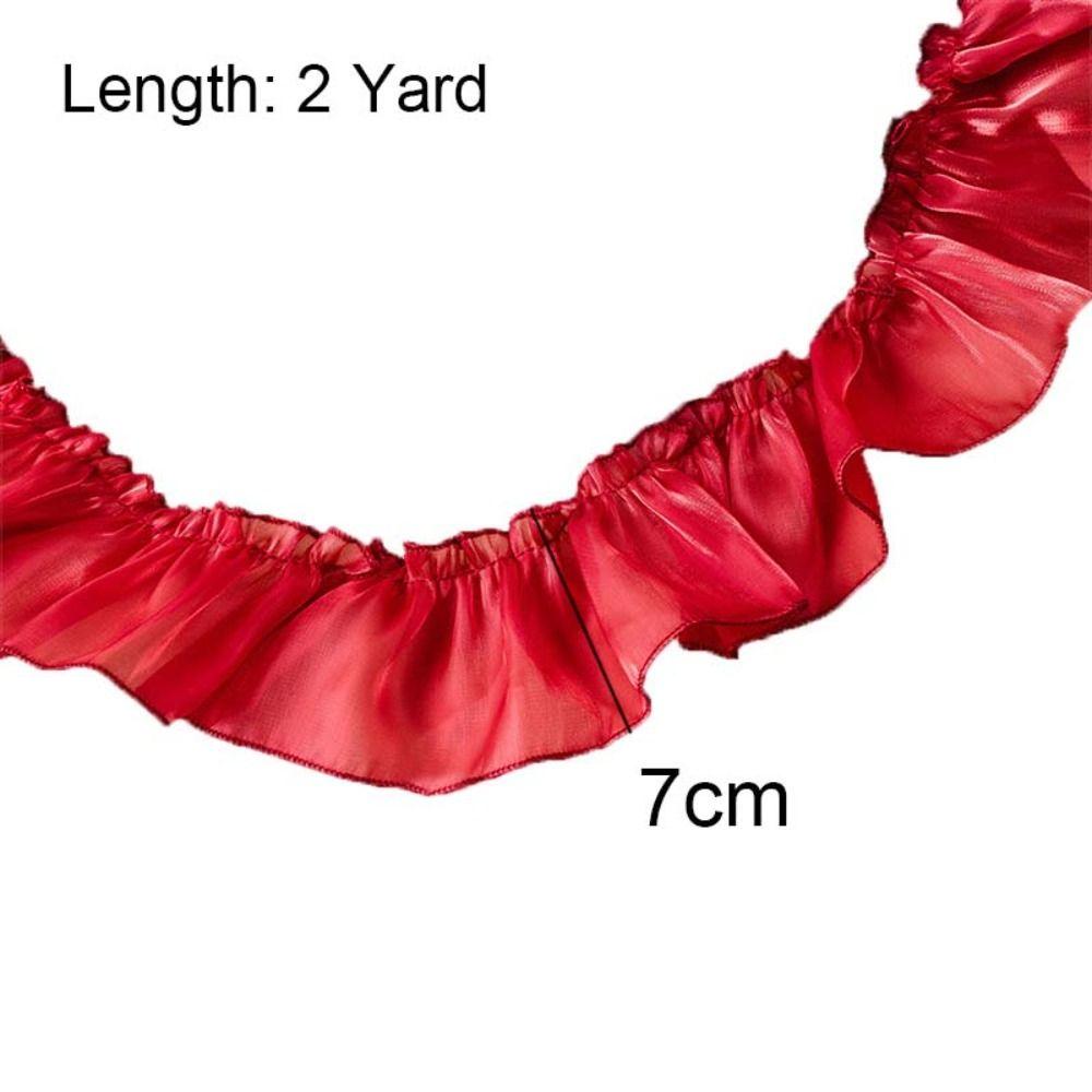 New 7cm Wide Satin Ribbon Trim Pleated Shiny Yarn Pleated Lace Trim DIY Ruffled Edge Ruffle Trim Dress Decoration