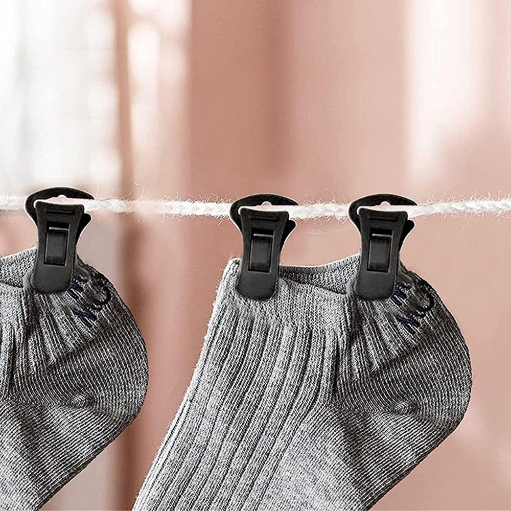 40 Pcs Portable Plastic Clothespins Black Laundry Clips Practical Drying Rack Clips Clothesline