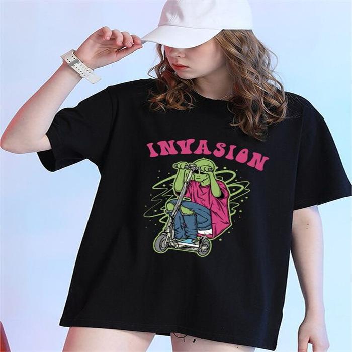 

Short-sleeved T-shirt European and American summer new women s fashion casual home commuting versatile round neck short-sleeved T-shirt 5XL чорний
