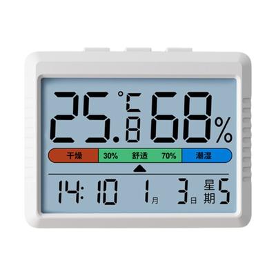 Innen-Thermometer Hygrometer Messgerät Uhr Kalender für Zuhause mit USB-Aufladbarem Design und Hochpräzisen Sensoren