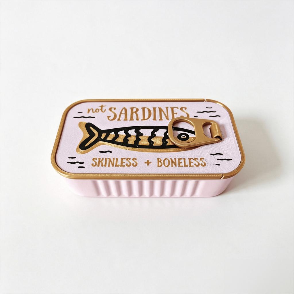 3D Printed Necklace Earring Fishbone Storage Box Sardine Tin Jewelry Box Organizer for Rings Earrings Necklaces DIY Gift