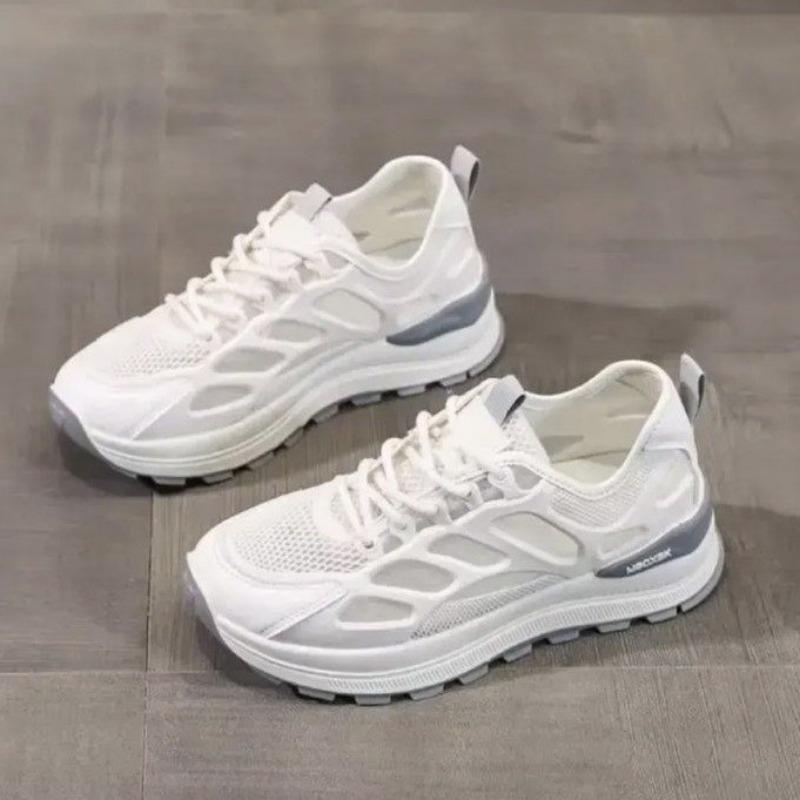 

Сетчатые кроссовки на резиновой подошве женские новые простые маленькие белые туфли студенческие на платформе повседневные спортивные туфли 41