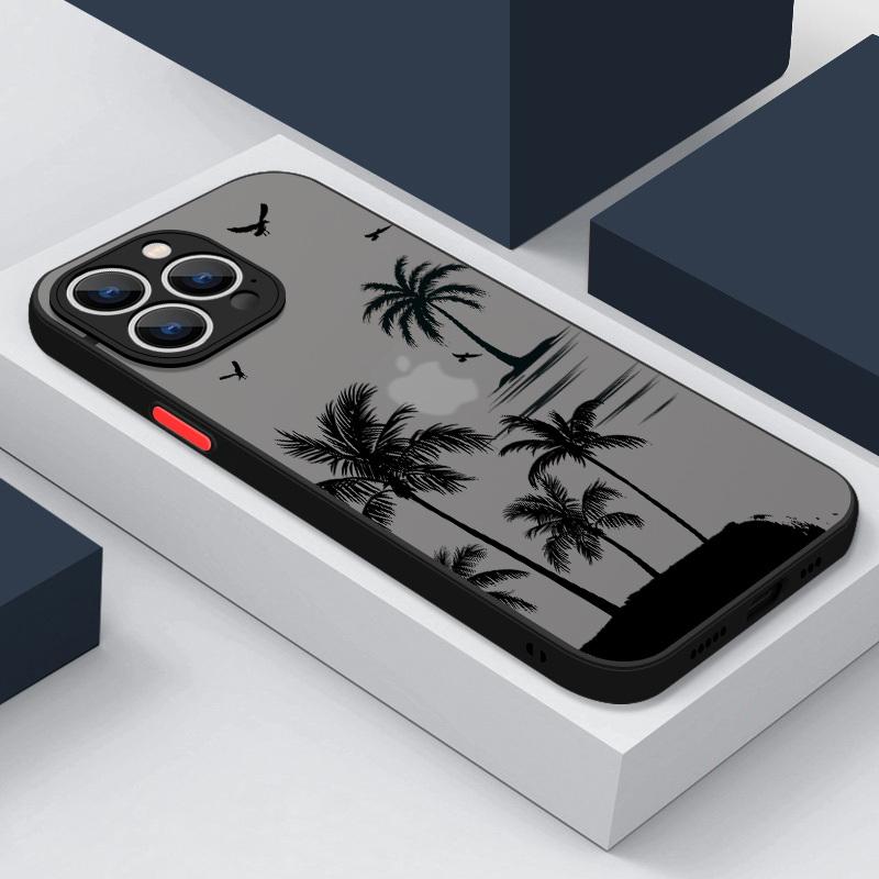 

Чехол Cocount Tree Print для iPhone 16 Pro 15 Pro Max 14 13 12 Mini 11 Xs Xr 8 7 Plus, противоударный матовый черный чехол для ПК с мягким краем iPhone 13