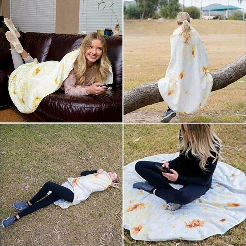 Burrito Round Taco Tortilla Shaped Blanket Soft Floor Wrap Throw Blanket