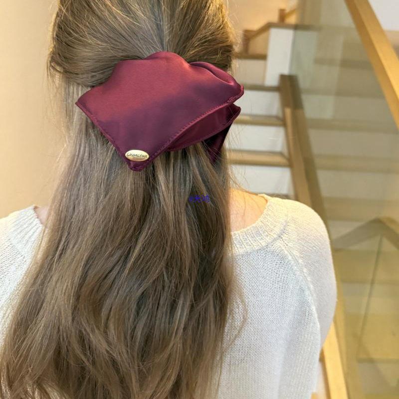 Korean Satin Square Scarf & Hair Tie Set - Retro, Simple, and Elegant Headwear for Women