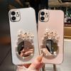 Compatible with iPhone Case,Glitter Diamond Mirror Makeup Bling Flower Floral Electroplated Bumper Camera Lens Protection Soft Shockproof Cover Phone