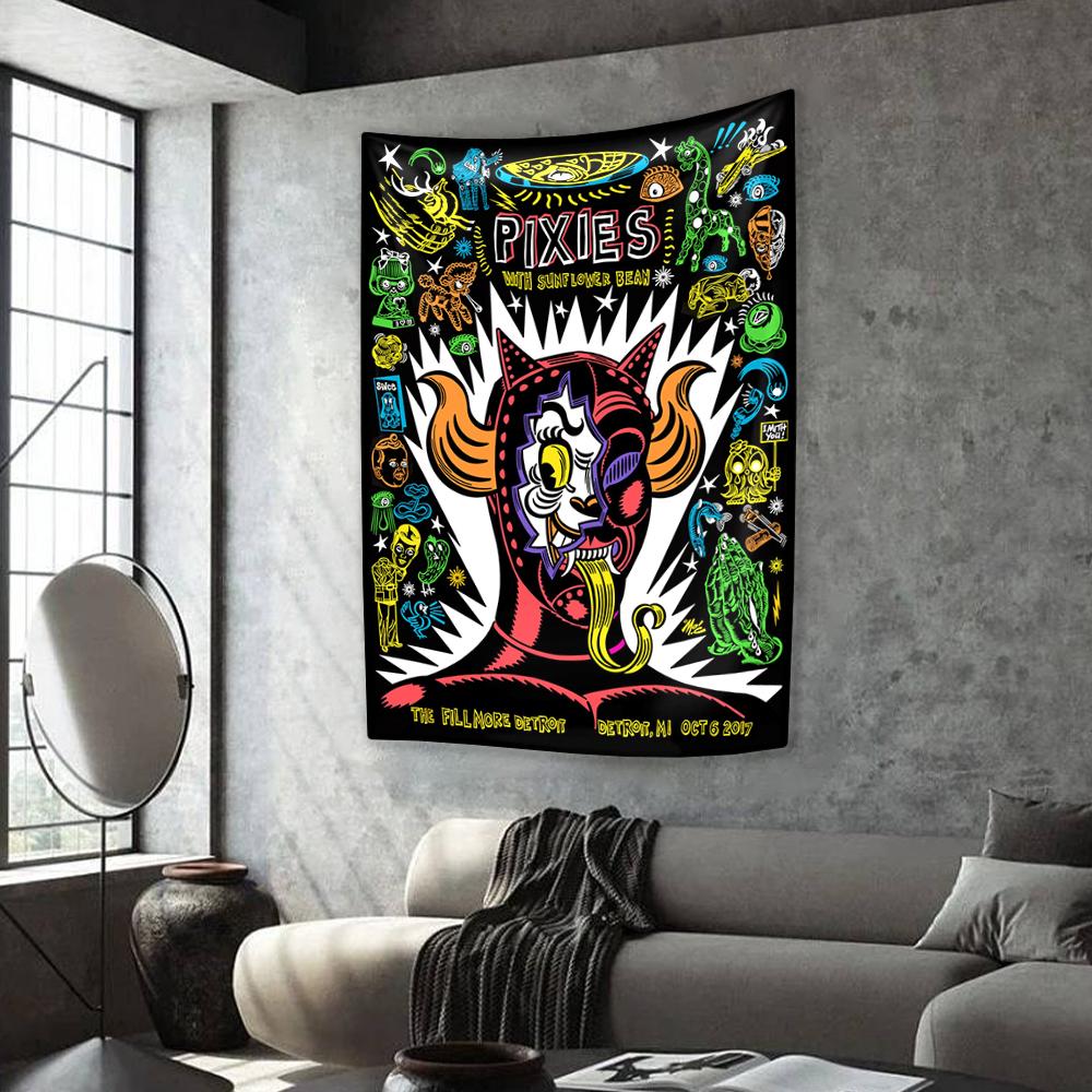 Alternative Rock Band Tapestry Pixies Home Decoration Large Fabric Wall Hanging Dormitory Party Background Concert Decor