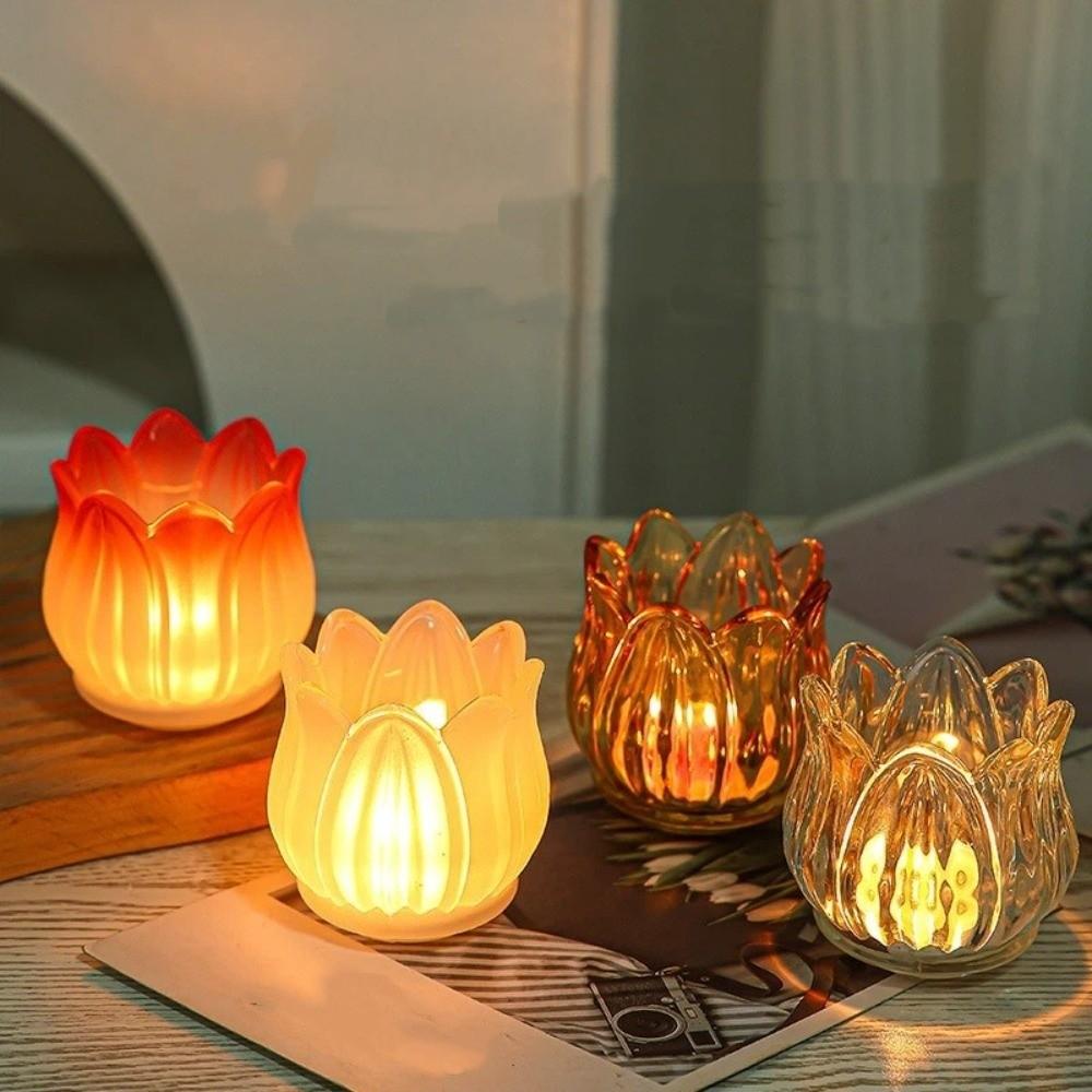 2PCS Vintage Glass Candle Holder Mini Candlestick Holder Candle Stand  Living Room