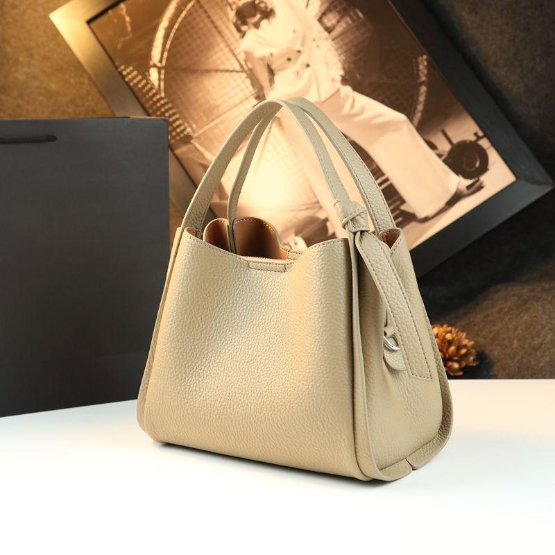 Single Shoulder Messenger Bag Commuter Leather Handbag Premium Niche Design Bucket Bag Vegetable Basket