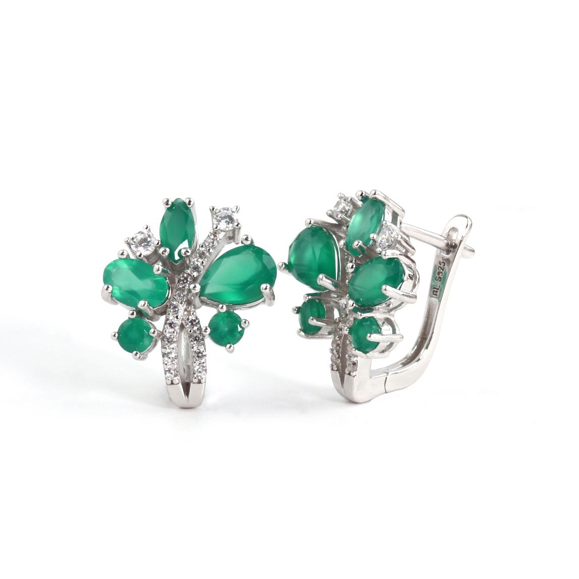 

Женские серьги из стерлингового серебра 925 пробы Натуральный зеленый агат настоящие драгоценные камни Валентин изысканные ювелирные изделия подарки для девушки M зелёный