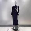 Elegant Round Neck Rhinestone Bandage Dress - Women's Evening Party Dress