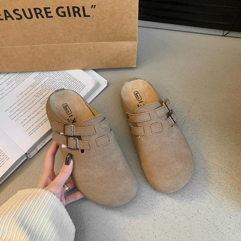 

Ретро сумка голова половина тапочки женская весна новый универсальный ленивый толстоподошвенный Бокен тапочки 40 хаки